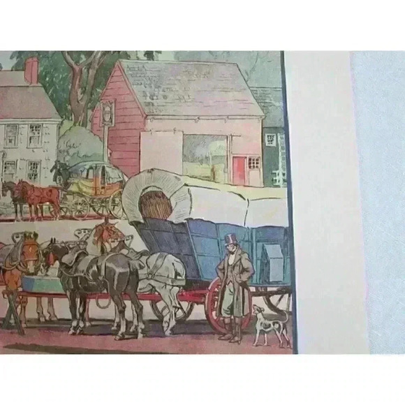 Art Print Edward Penfield INN ON THE BOSTON POST 1804 Color Litho 9x12 Antique - Picture 5 of 12